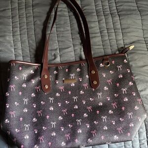 Chic Floral Brown Tote Bag